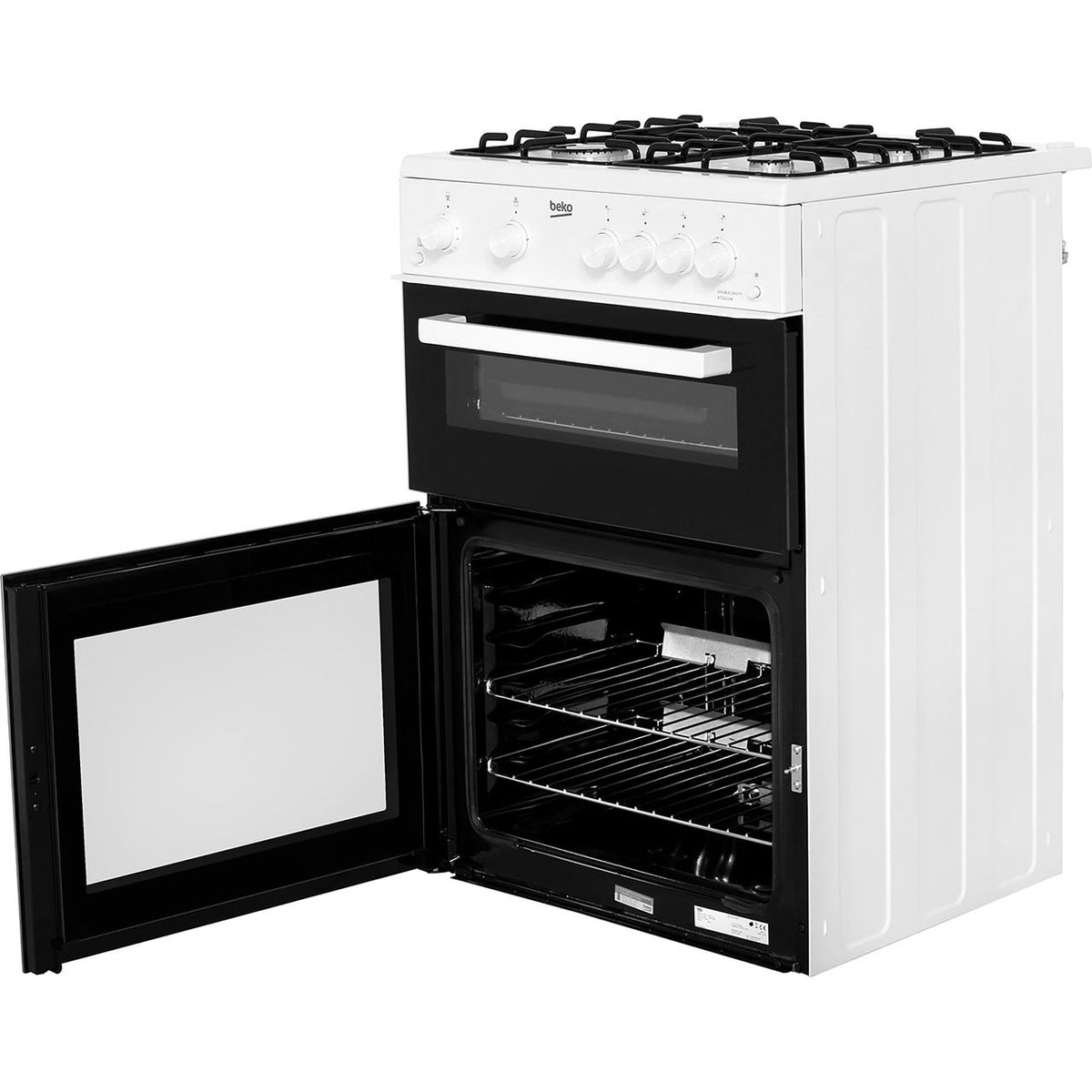 Beko KTG611W 60cm Gas Cooker with Full Width Gas Grill - White - A+ Rated