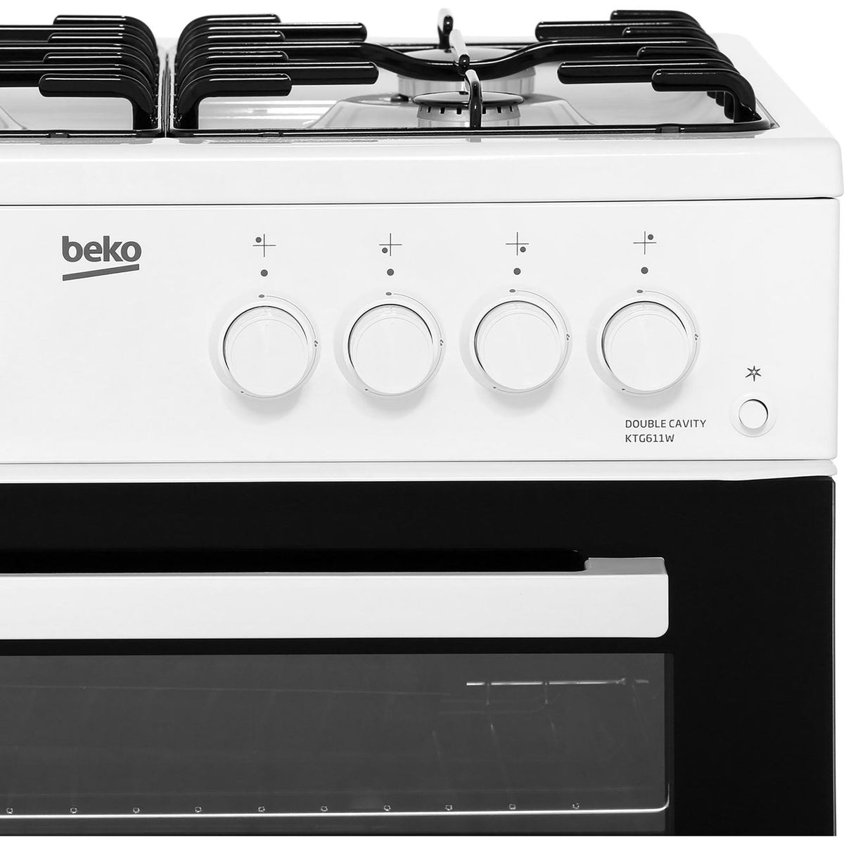 Beko KTG611W 60cm Gas Cooker with Full Width Gas Grill - White - A+ Rated