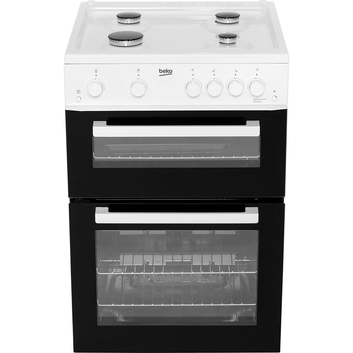 Beko KTG611W 60cm Gas Cooker with Full Width Gas Grill - White - A+ Rated