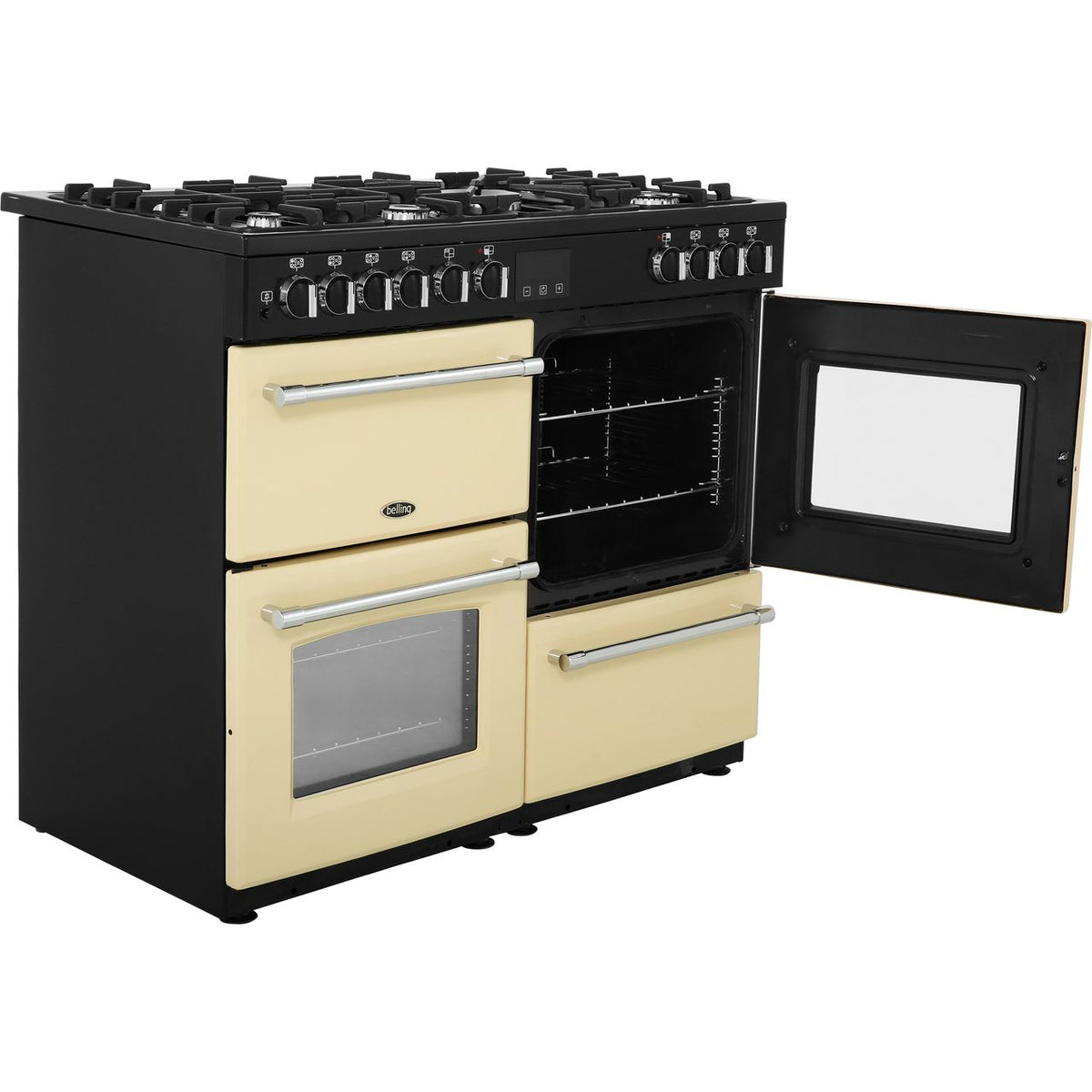 Belling Farmhouse100DF 100cm Dual Fuel Range Cooker - Cream - A-A Rated