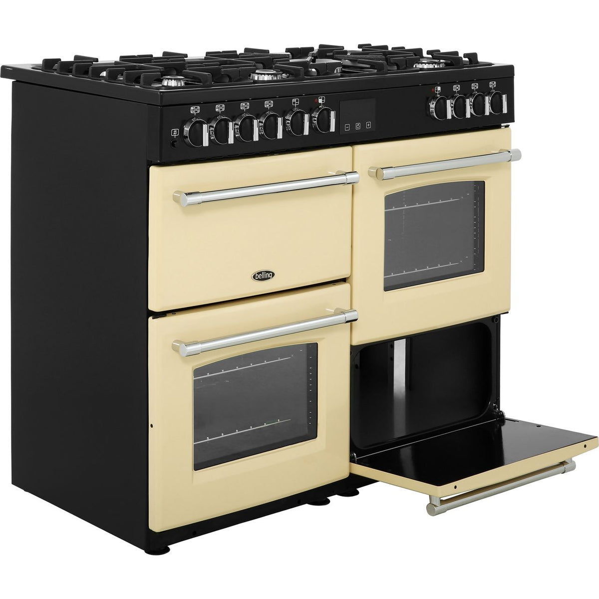 Belling Farmhouse100DF 100cm Dual Fuel Range Cooker - Cream - A-A Rated