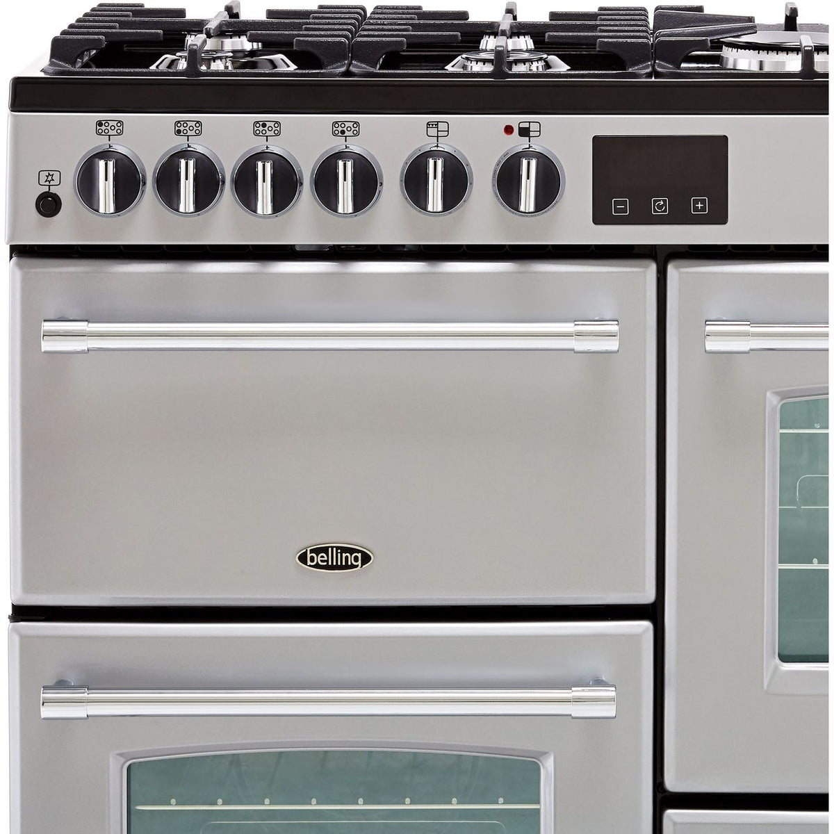 Belling Farmhouse100DF 100cm Dual Fuel Range Cooker - Silver - A-A Rated