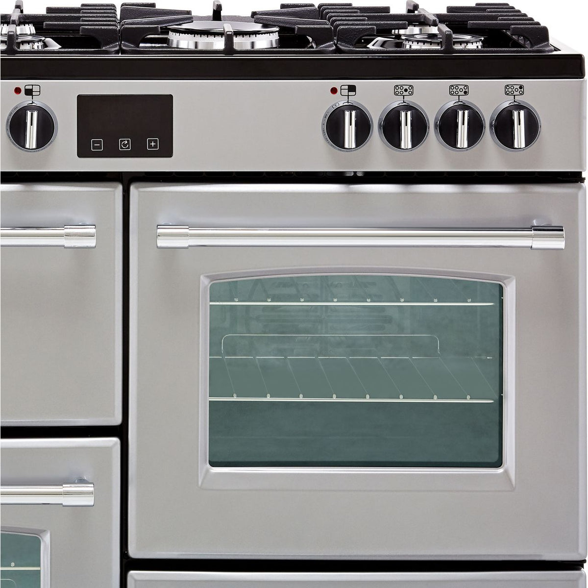 Belling Farmhouse100DF 100cm Dual Fuel Range Cooker - Silver - A-A Rated