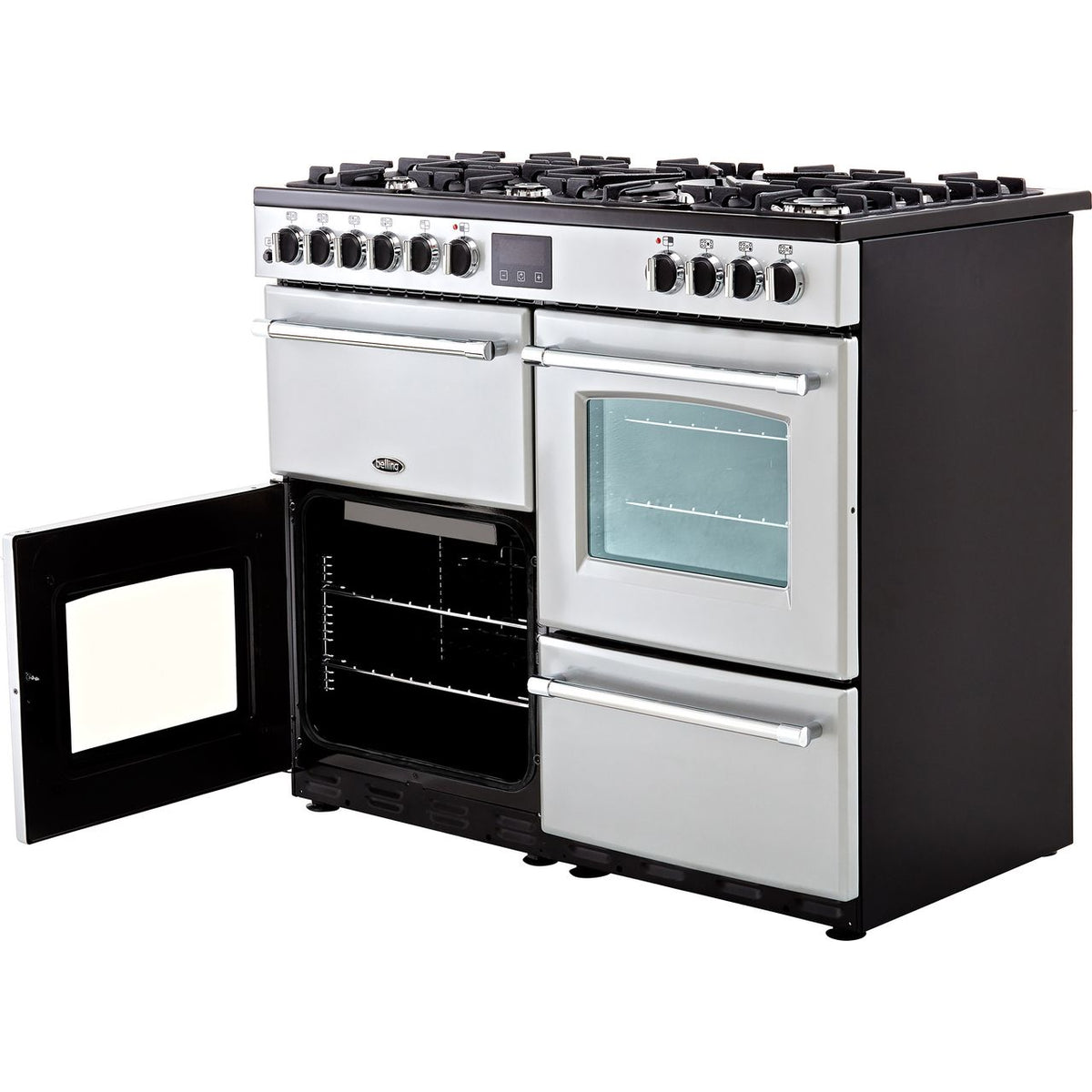 Belling Farmhouse100DF 100cm Dual Fuel Range Cooker - Silver - A-A Rated