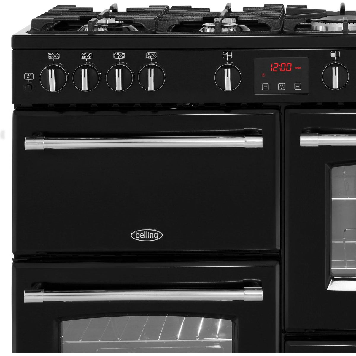 Belling FarmhouseX100G 100cm Gas Range Cooker - Black - A-A Rated