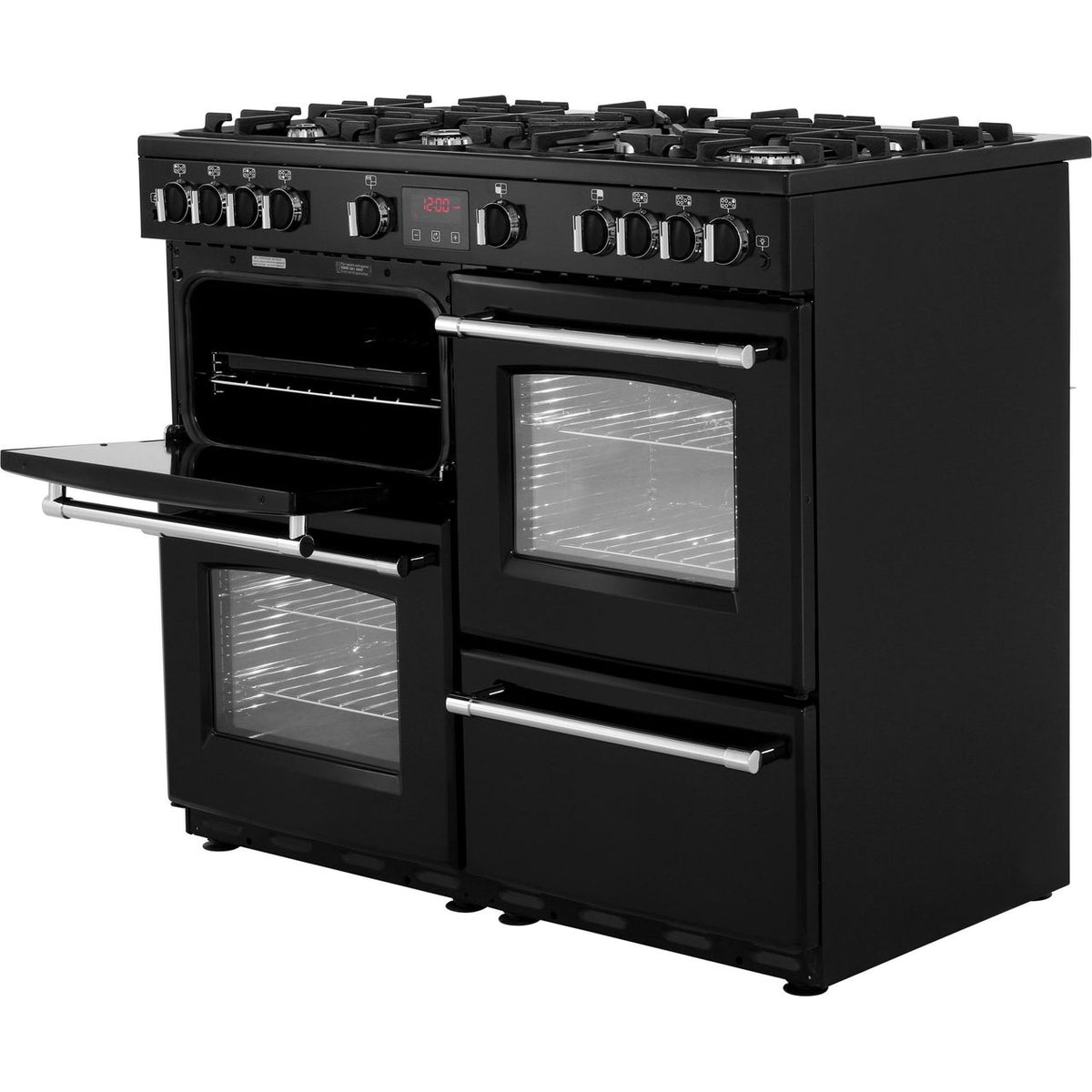 Belling FarmhouseX100G 100cm Gas Range Cooker - Black - A-A Rated