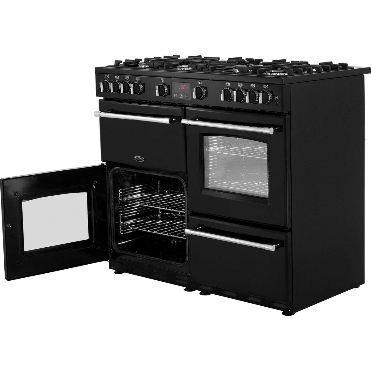 Belling FarmhouseX100G 100cm Gas Range Cooker - Black - A-A Rated