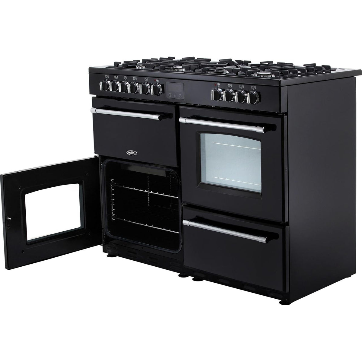 Belling Farmhouse110DF 110cm Dual Fuel Range Cooker - Black - A-A Rated