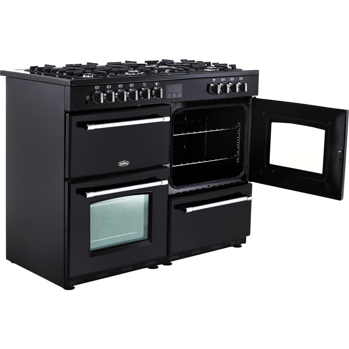 Belling Farmhouse110DF 110cm Dual Fuel Range Cooker - Black - A-A Rated