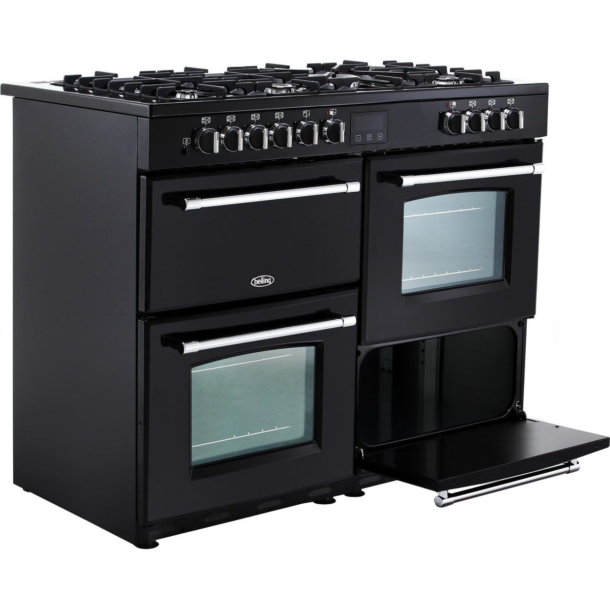 Belling Farmhouse110DF 110cm Dual Fuel Range Cooker - Black - A-A Rated