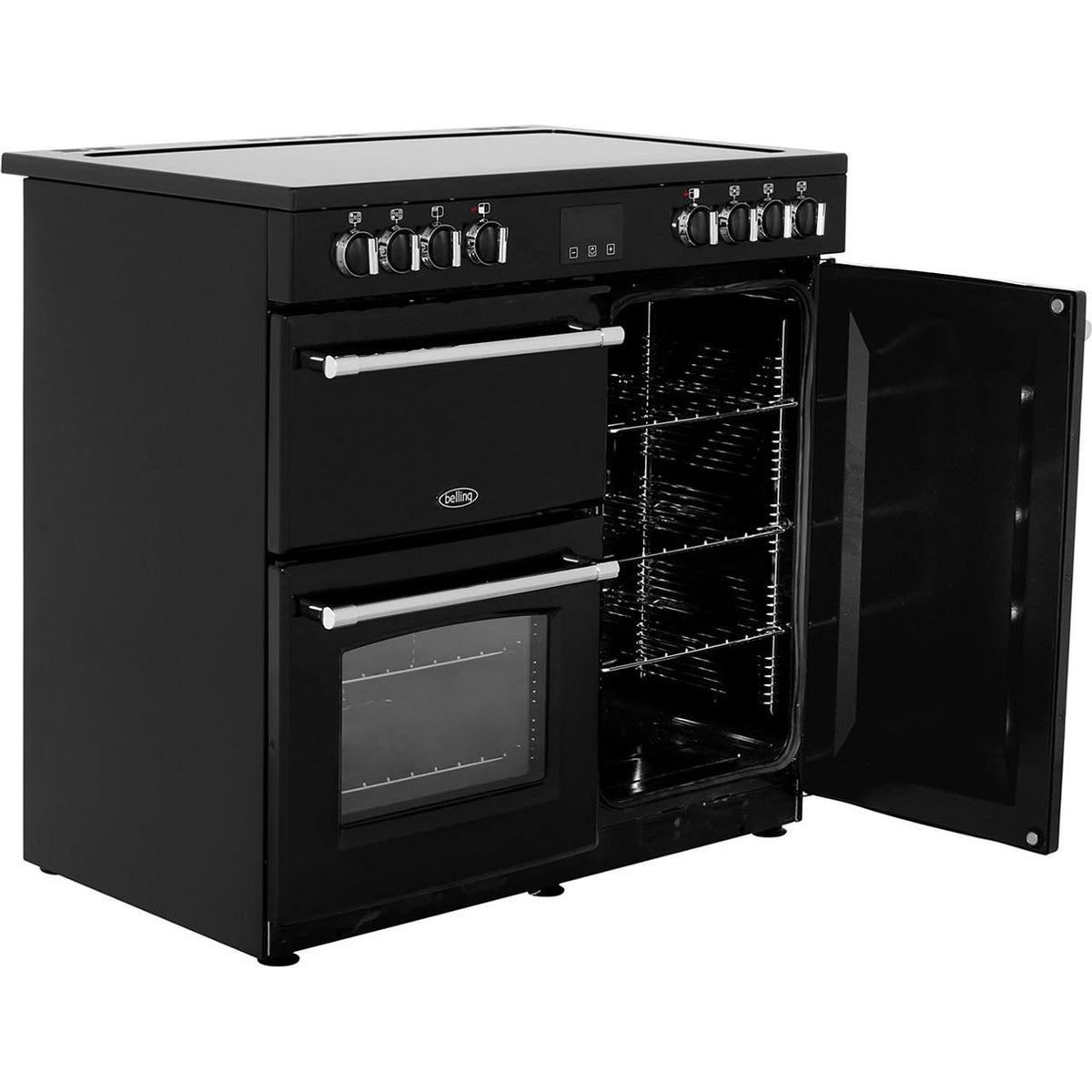 Belling Farmhouse90E 90cm Electric Range Cooker with Ceramic Hob - Black - A-A Rated