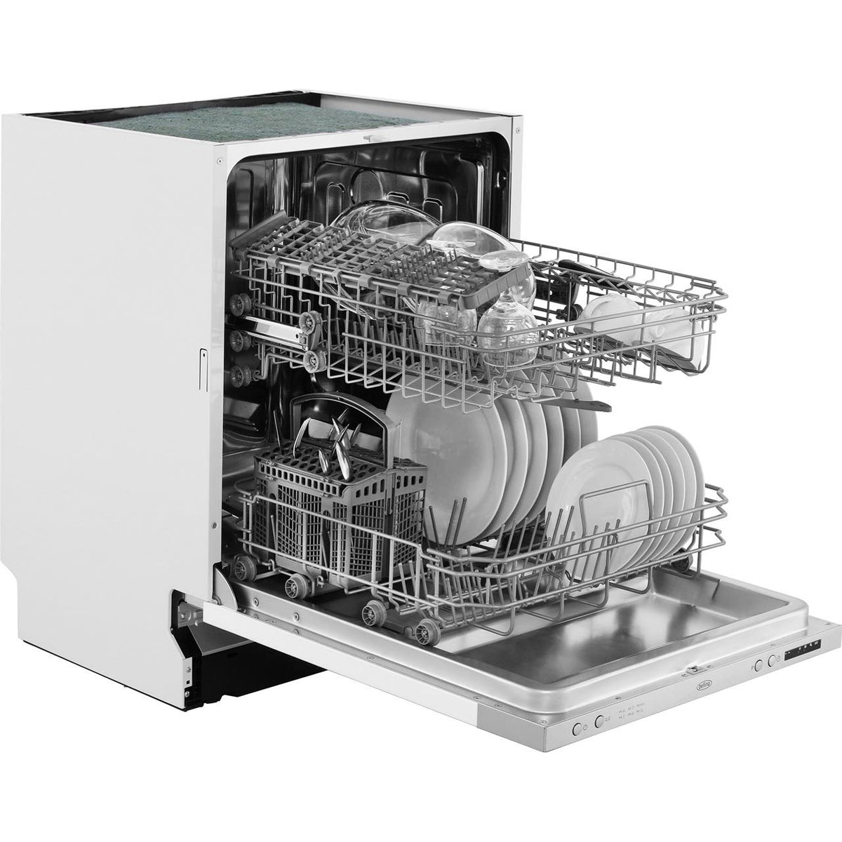 Belling IDW60 Fully Integrated Standard Dishwasher - Stainless Steel Control Panel with Fixed Door Fixing Kit - D Rated