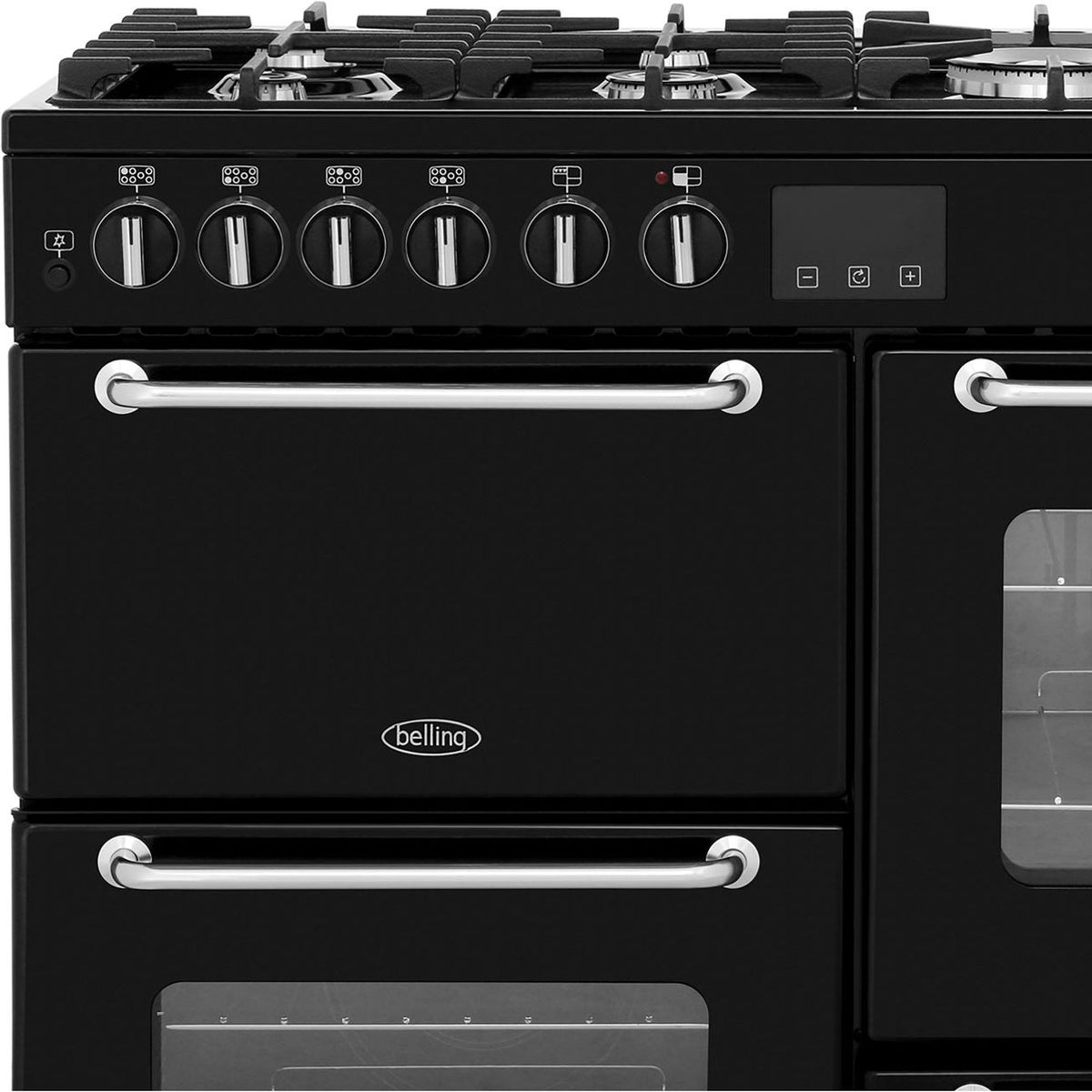 Belling SANDRINGHAM100DFT 100cm Dual Fuel Range Cooker - Black - A-A Rated