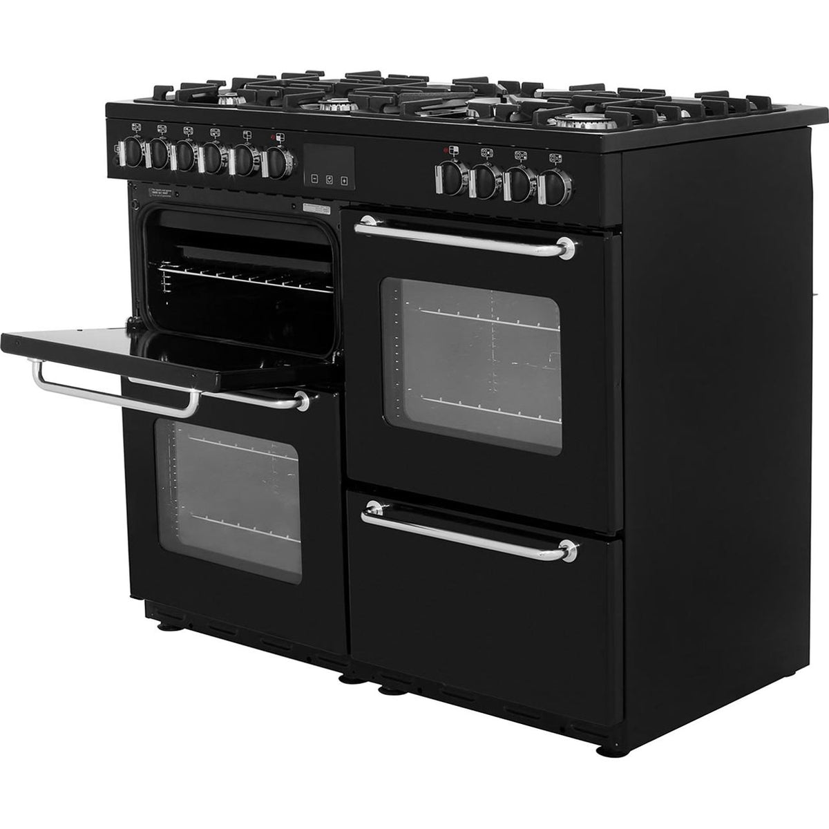 Belling SANDRINGHAM100DFT 100cm Dual Fuel Range Cooker - Black - A-A Rated