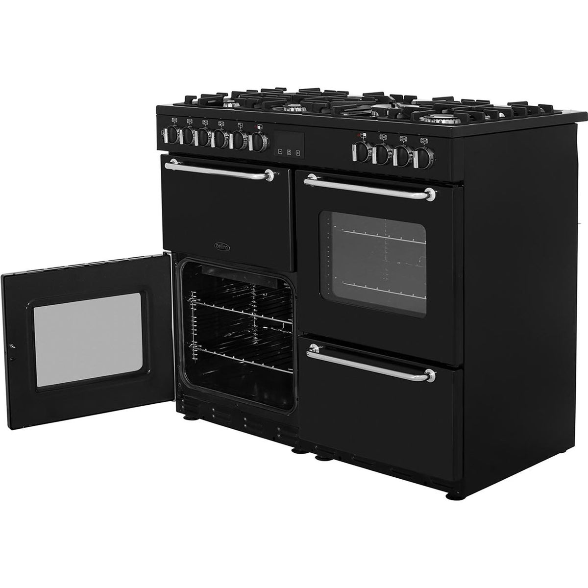 Belling SANDRINGHAM100DFT 100cm Dual Fuel Range Cooker - Black - A-A Rated