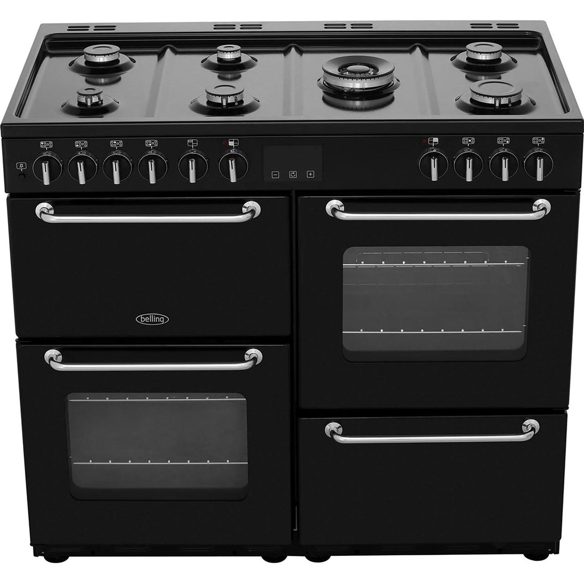 Belling SANDRINGHAM100DFT 100cm Dual Fuel Range Cooker - Black - A-A Rated