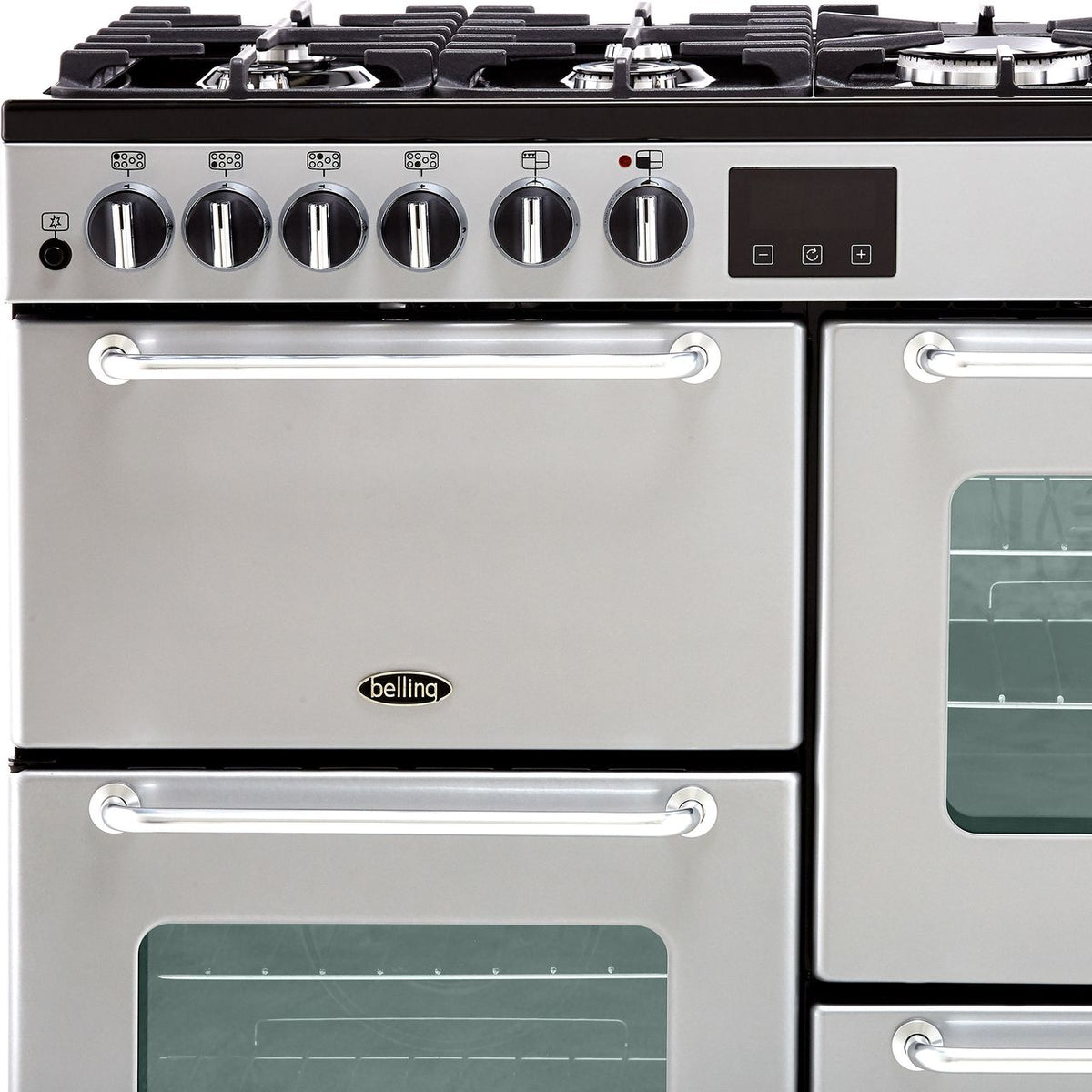 Belling SANDRINGHAM100DFT 100cm Dual Fuel Range Cooker - Silver - A-A Rated