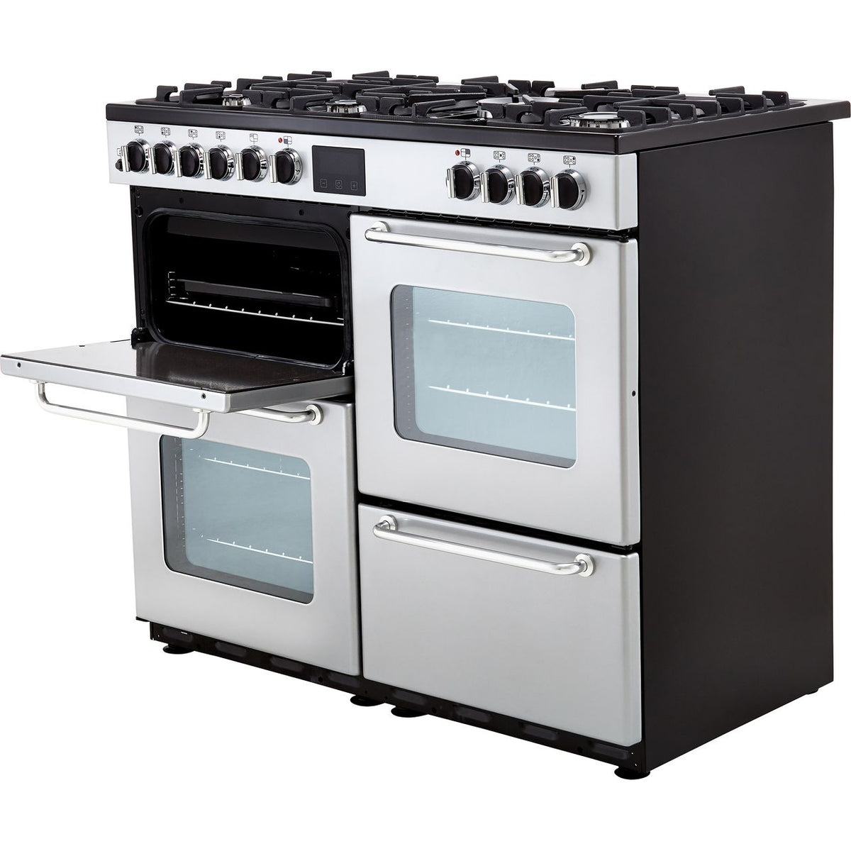 Belling SANDRINGHAM100DFT 100cm Dual Fuel Range Cooker - Silver - A-A Rated