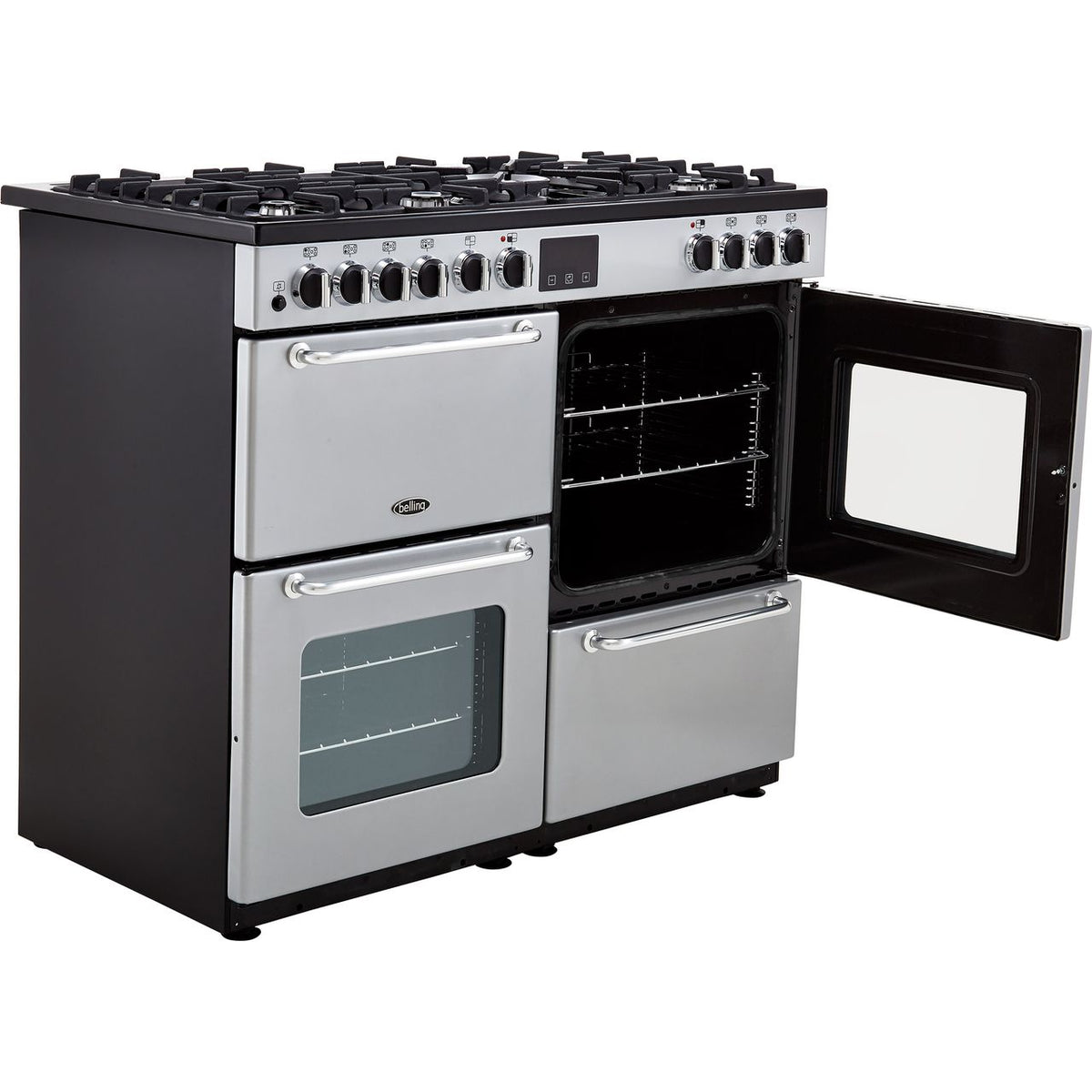 Belling SANDRINGHAM100DFT 100cm Dual Fuel Range Cooker - Silver - A-A Rated