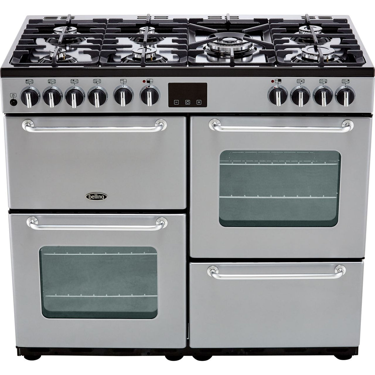 Belling SANDRINGHAM100DFT 100cm Dual Fuel Range Cooker - Silver - A-A Rated