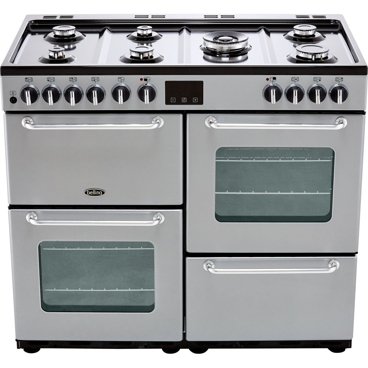 Belling SANDRINGHAM100DFT 100cm Dual Fuel Range Cooker - Silver - A-A Rated