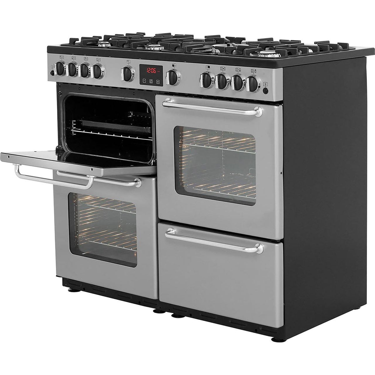 Belling SandringhamX100GLPG 100cm LPG Range Cooker - Silver - A-A Rated