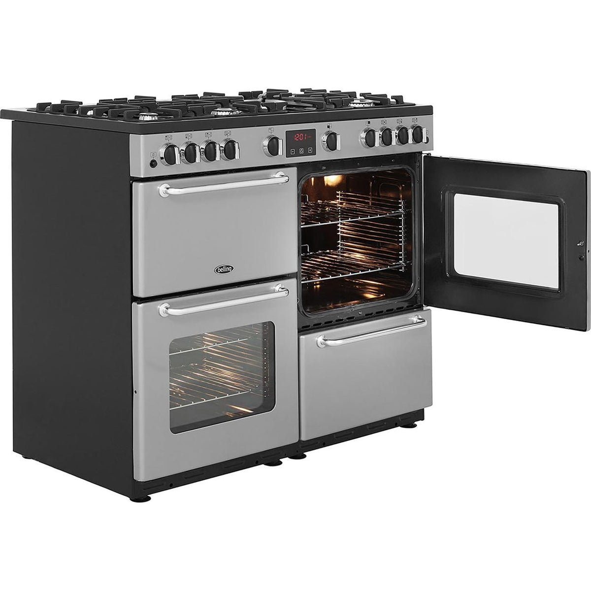 Belling SandringhamX100GLPG 100cm LPG Range Cooker - Silver - A-A Rated