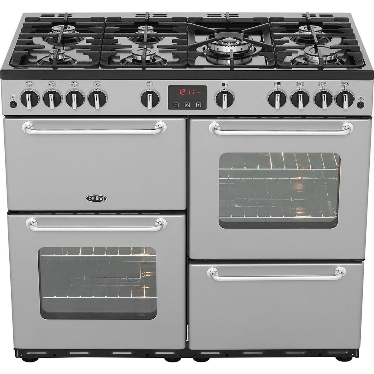 Belling SandringhamX100GLPG 100cm LPG Range Cooker - Silver - A-A Rated