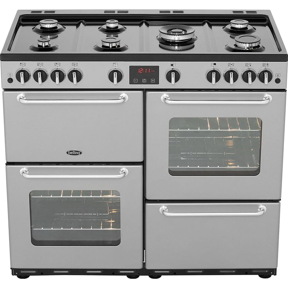 Belling SandringhamX100GLPG 100cm LPG Range Cooker - Silver - A-A Rated