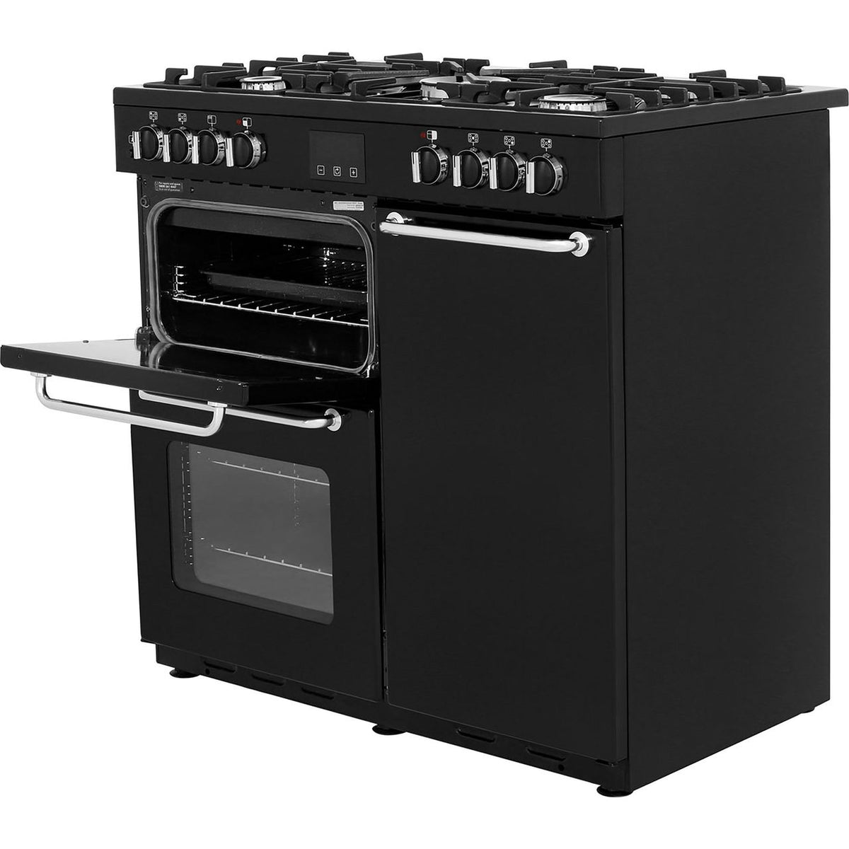 Belling SANDRINGHAM90DFT 90cm Dual Fuel Range Cooker - Black - A-A Rated