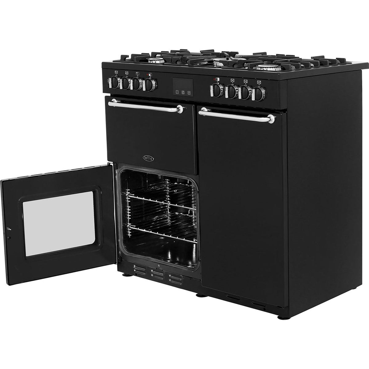 Belling SANDRINGHAM90DFT 90cm Dual Fuel Range Cooker - Black - A-A Rated