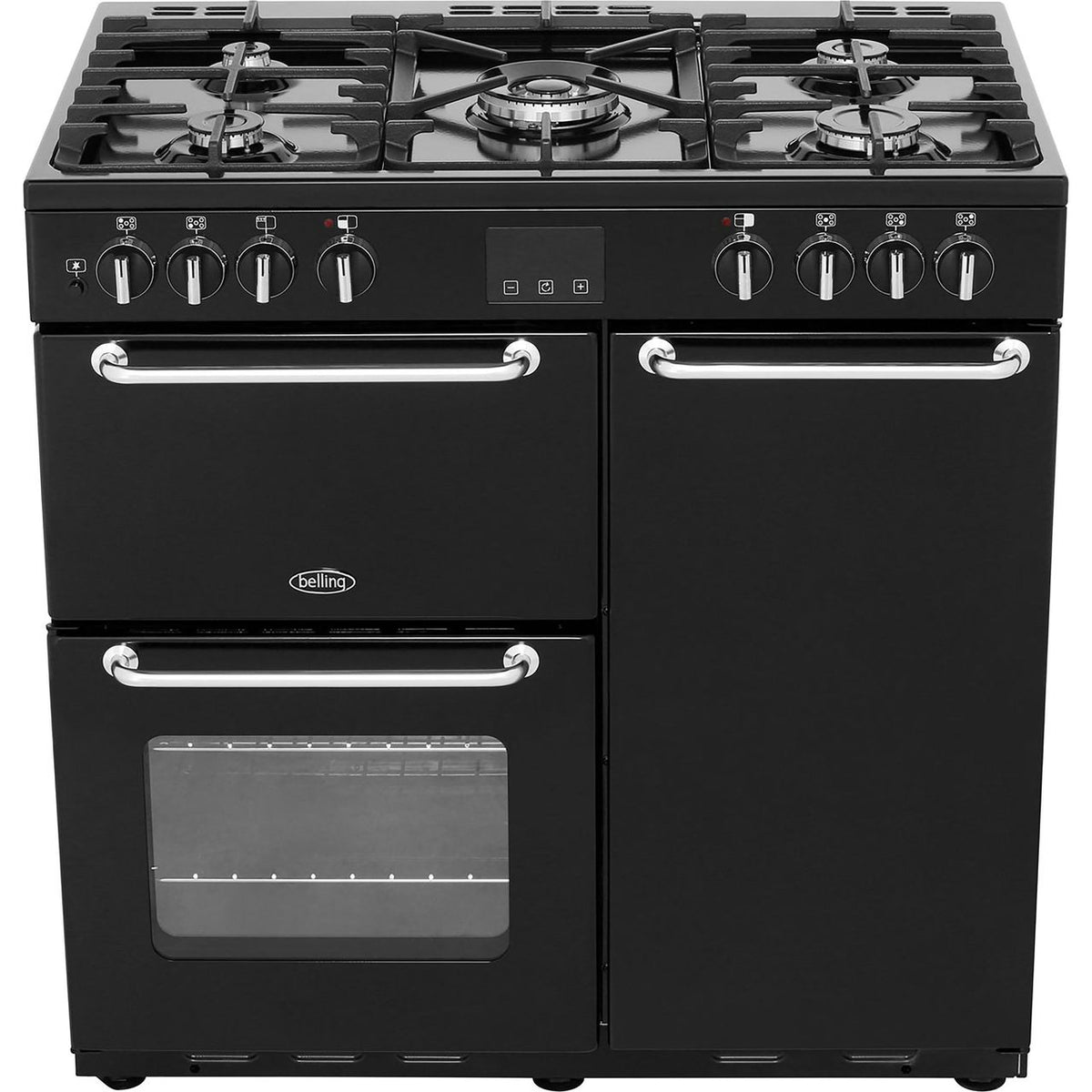 Belling SANDRINGHAM90DFT 90cm Dual Fuel Range Cooker - Black - A-A Rated