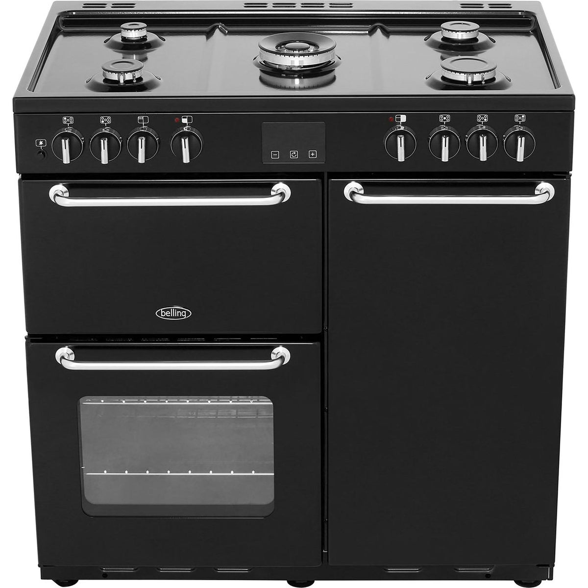 Belling SANDRINGHAM90DFT 90cm Dual Fuel Range Cooker - Black - A-A Rated