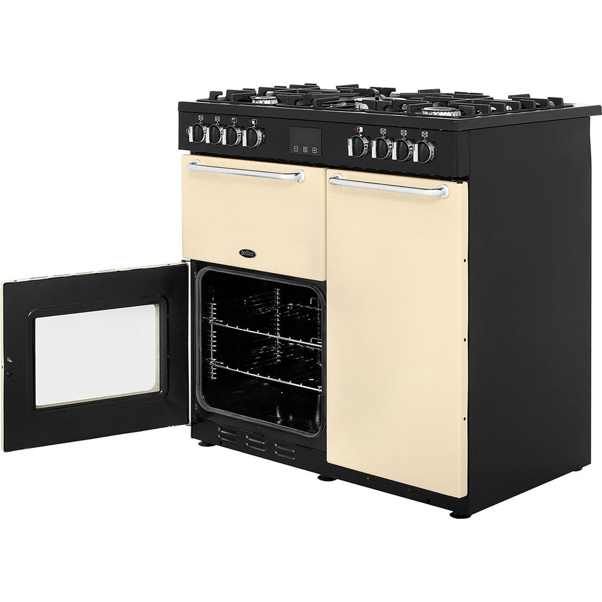 Belling SANDRINGHAM90DFT 90cm Dual Fuel Range Cooker - Cream - A-A Rated