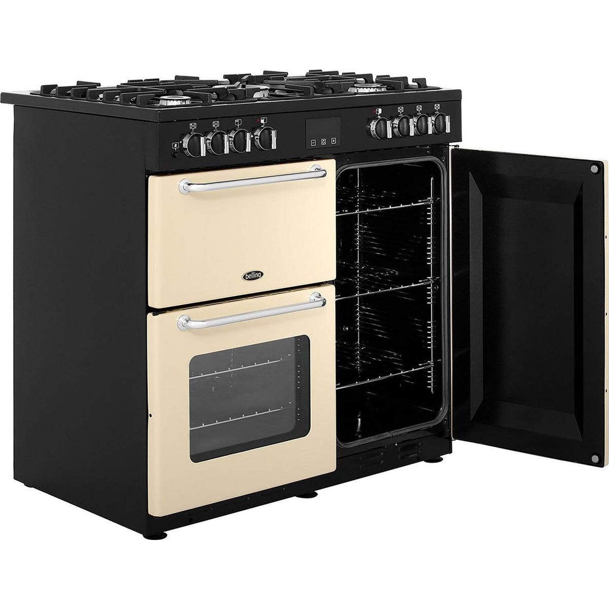 Belling SANDRINGHAM90DFT 90cm Dual Fuel Range Cooker - Cream - A-A Rated