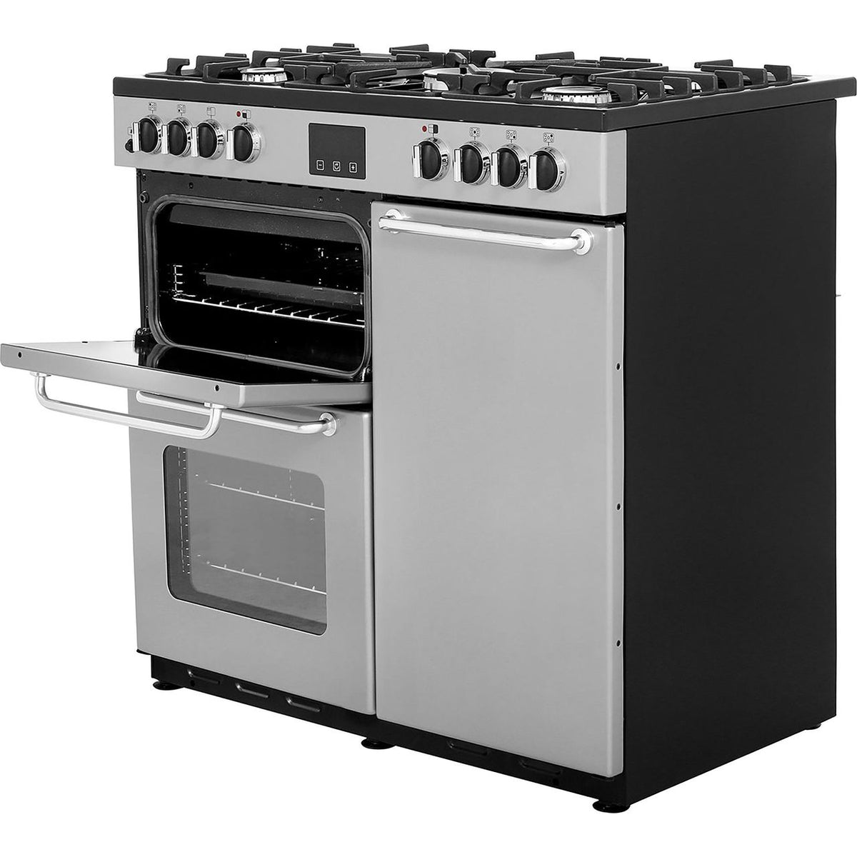 Belling SANDRINGHAM90DFT 90cm Dual Fuel Range Cooker - Silver - A-A Rated