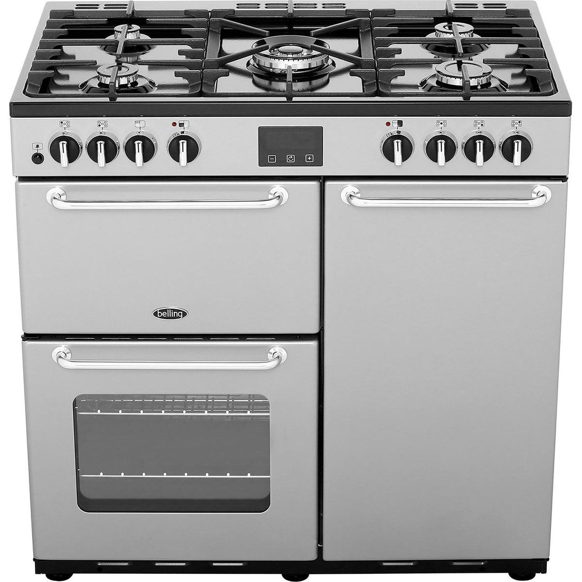 Belling SANDRINGHAM90DFT 90cm Dual Fuel Range Cooker - Silver - A-A Rated