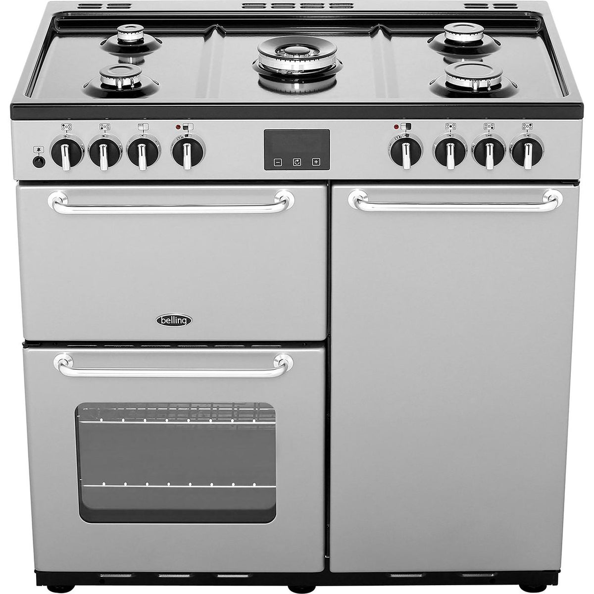 Belling SANDRINGHAM90DFT 90cm Dual Fuel Range Cooker - Silver - A-A Rated