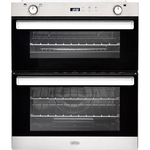 Belling BI702G Built Under Gas Double Oven with Full Width Electric Grill - Stainless Steel - A-A Rated