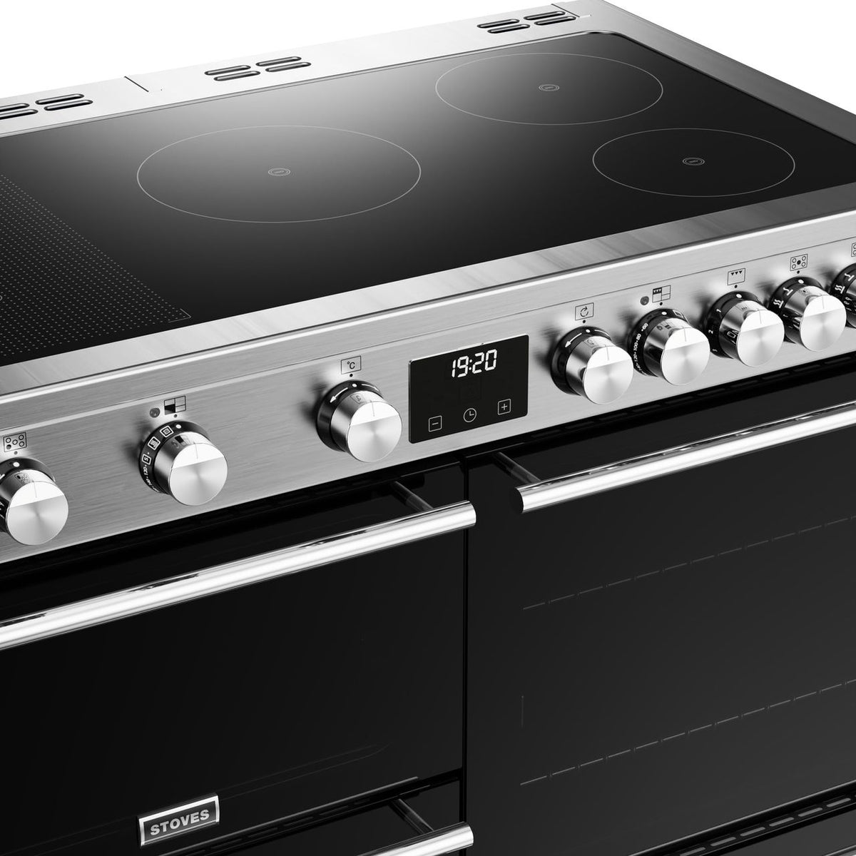 Stoves Precision Deluxe ST DX PREC D1000Ei RTY SS 100cm Electric Range Cooker with Induction Hob - Black - Stainless Steel - A Rated