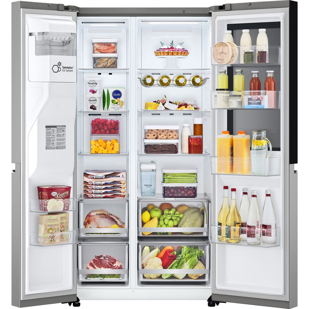 LG InstaView™ GSGV81PYLL Wifi Connected Non-Plumbed Frost Free American Fridge Freezer - Prime Silver - E Rated