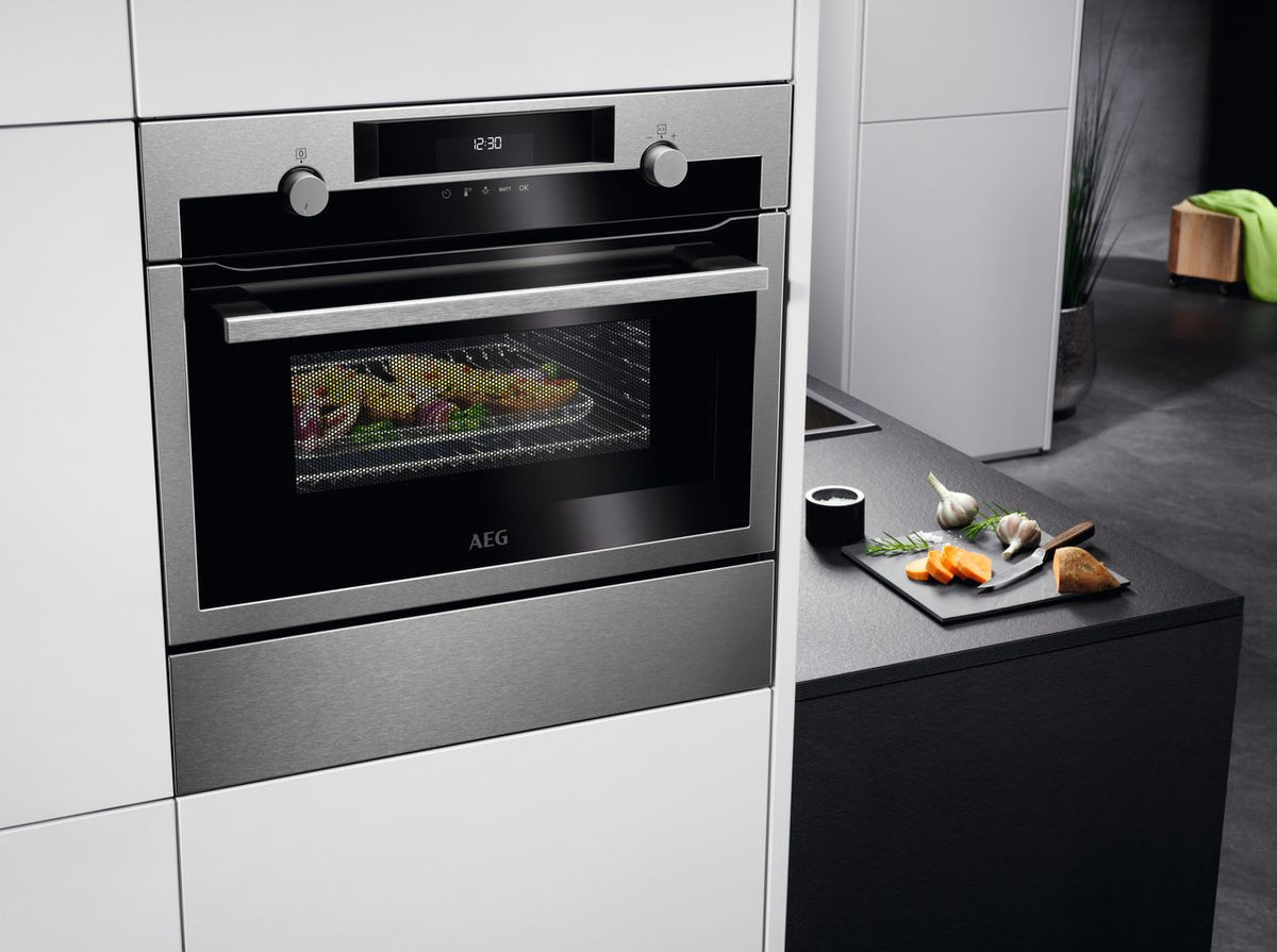 AEG CombiQuick KME565060X Built In Compact Electric Single Oven - Stainless Steel