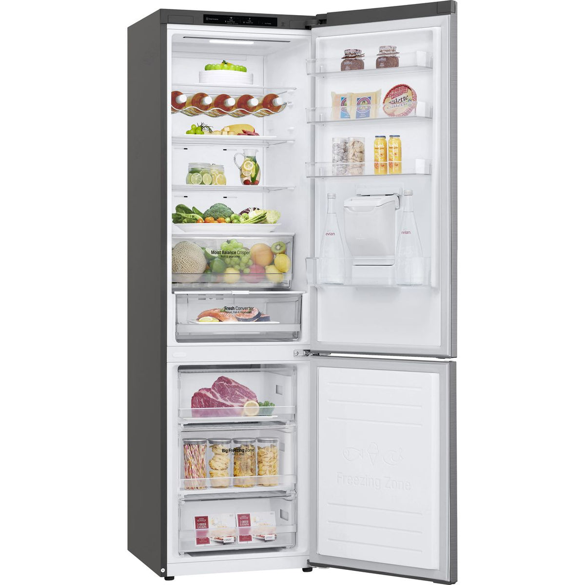 LG NatureFRESH™ GBF62PZGGN 70-30 Frost Free Fridge Freezer - Silver Steel - D Rated