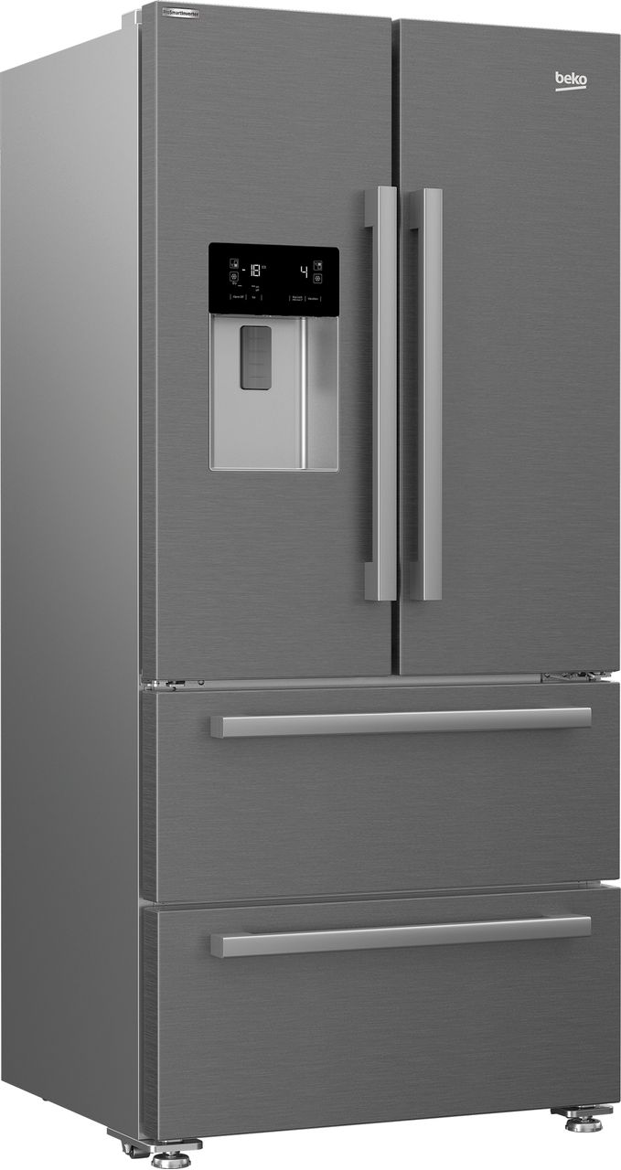 Beko HarvestFresh™ GNE460520DVPX Plumbed Frost Free American Fridge Freezer - Stainless Steel Effect - E Rated