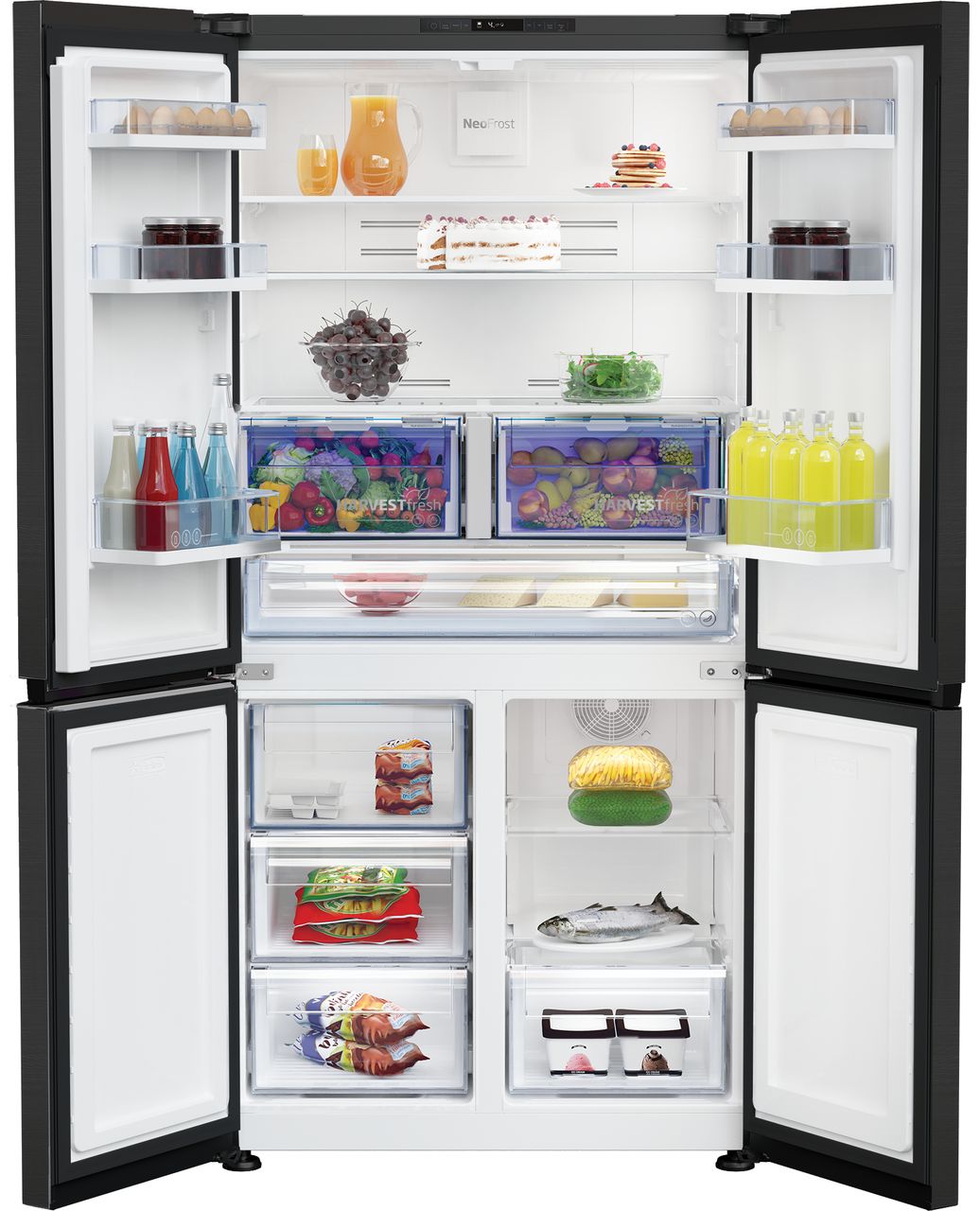 Beko GN446224VPZ Frost Free American Fridge Freezer - Black Steel - E Rated