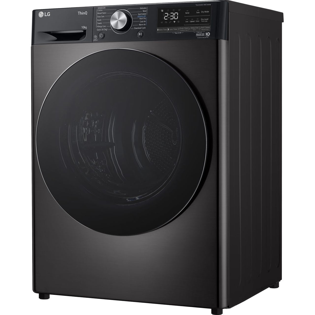 LG Dual Dry™ FDV909BN Wifi Connected 9Kg Heat Pump Tumble Dryer - Platinum Black - A+++ Rated