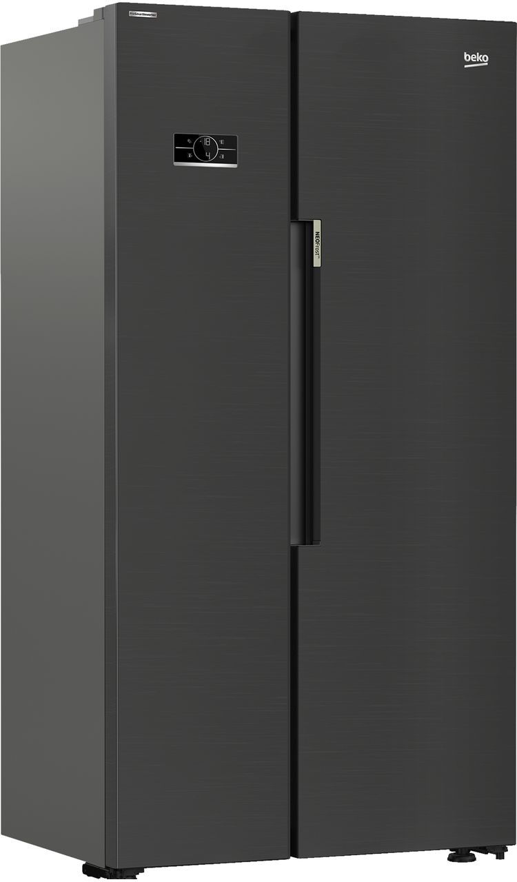 Beko HarvestFresh™ ASL1442VPZ Frost Free American Fridge Freezer - Black Steel - E Rated