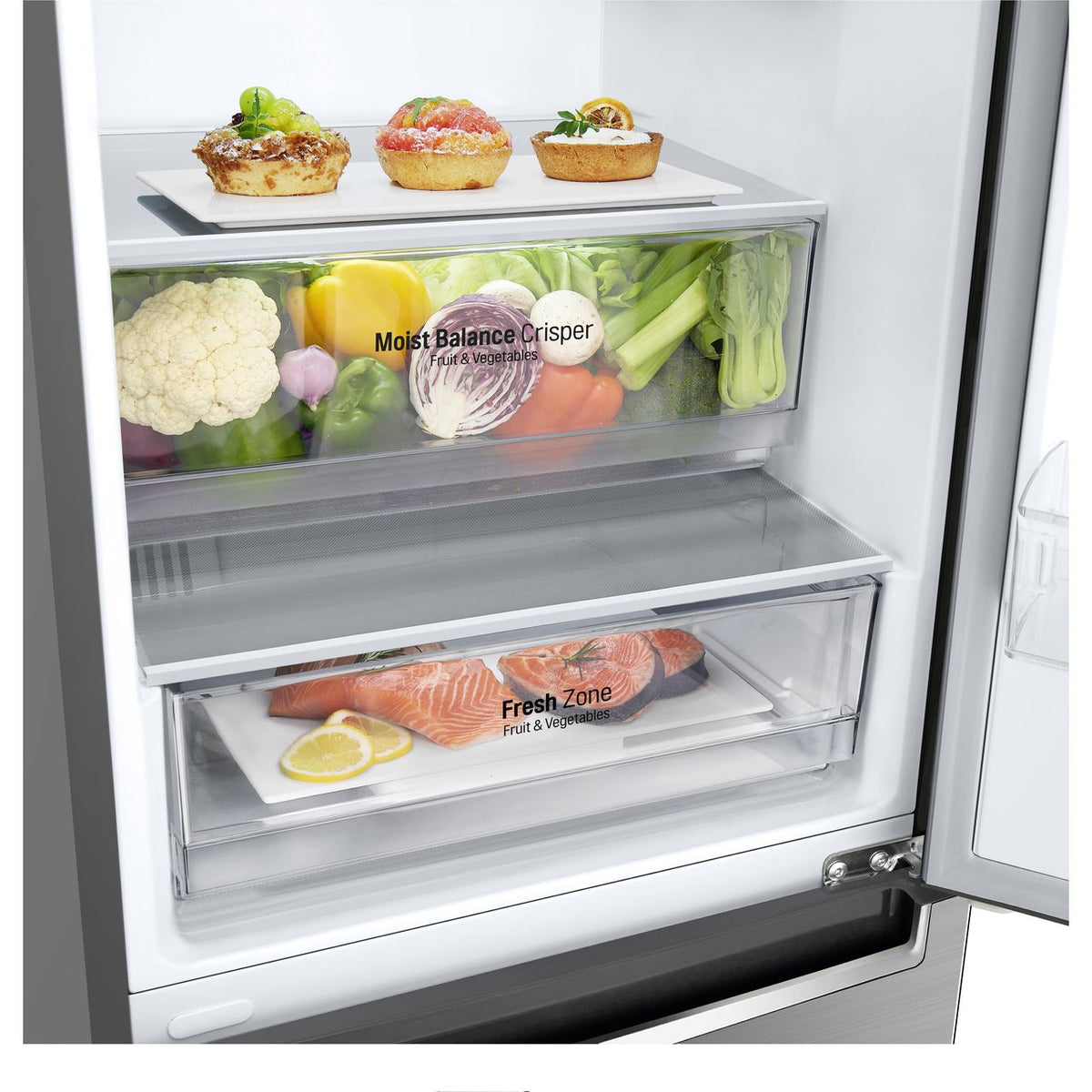 LG NatureFRESH™ GBF62PZGGN 70-30 Frost Free Fridge Freezer - Silver Steel - D Rated