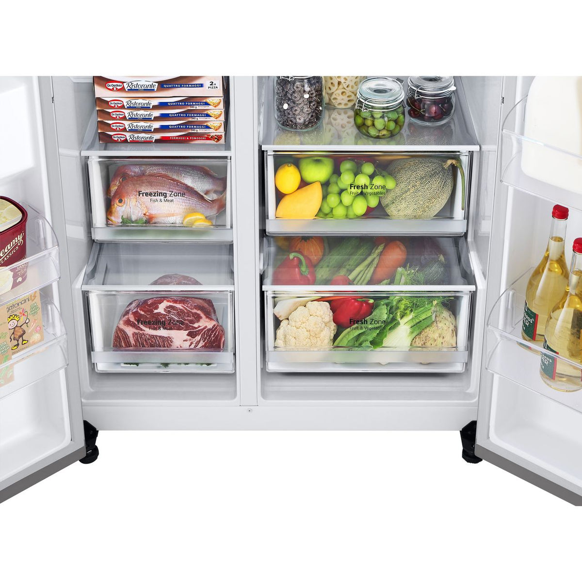 LG NatureFRESH™ GSBV70PZTL Frost Free American Fridge Freezer - Shiny Steel - E Rated