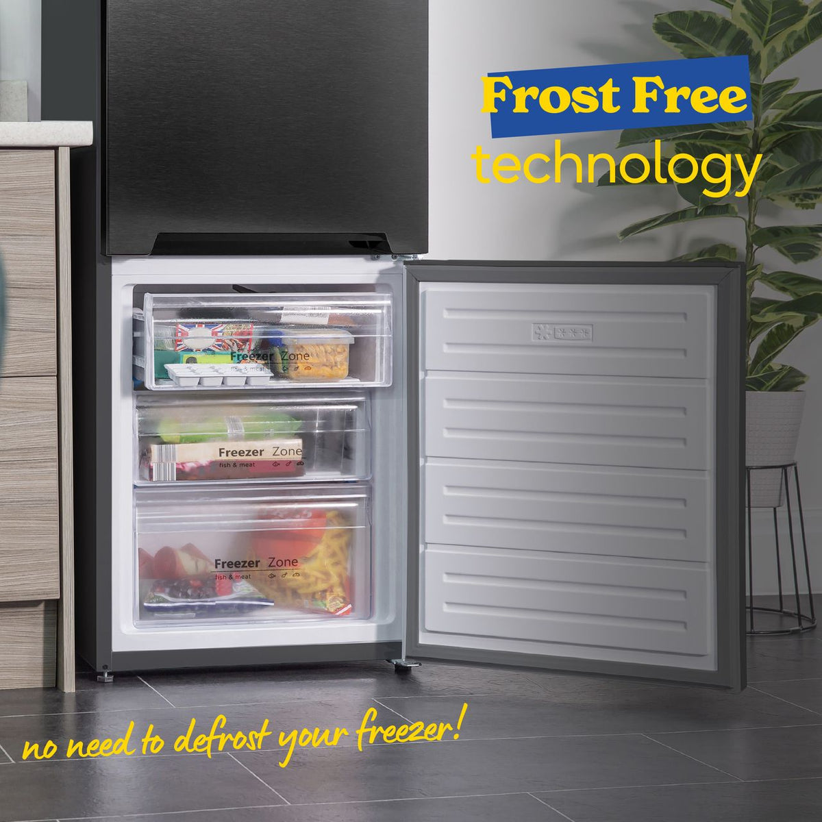 Russell Hobbs RH180FFFF55DS 70-30 Frost Free Fridge Freezer - Dark Steel - F Rated